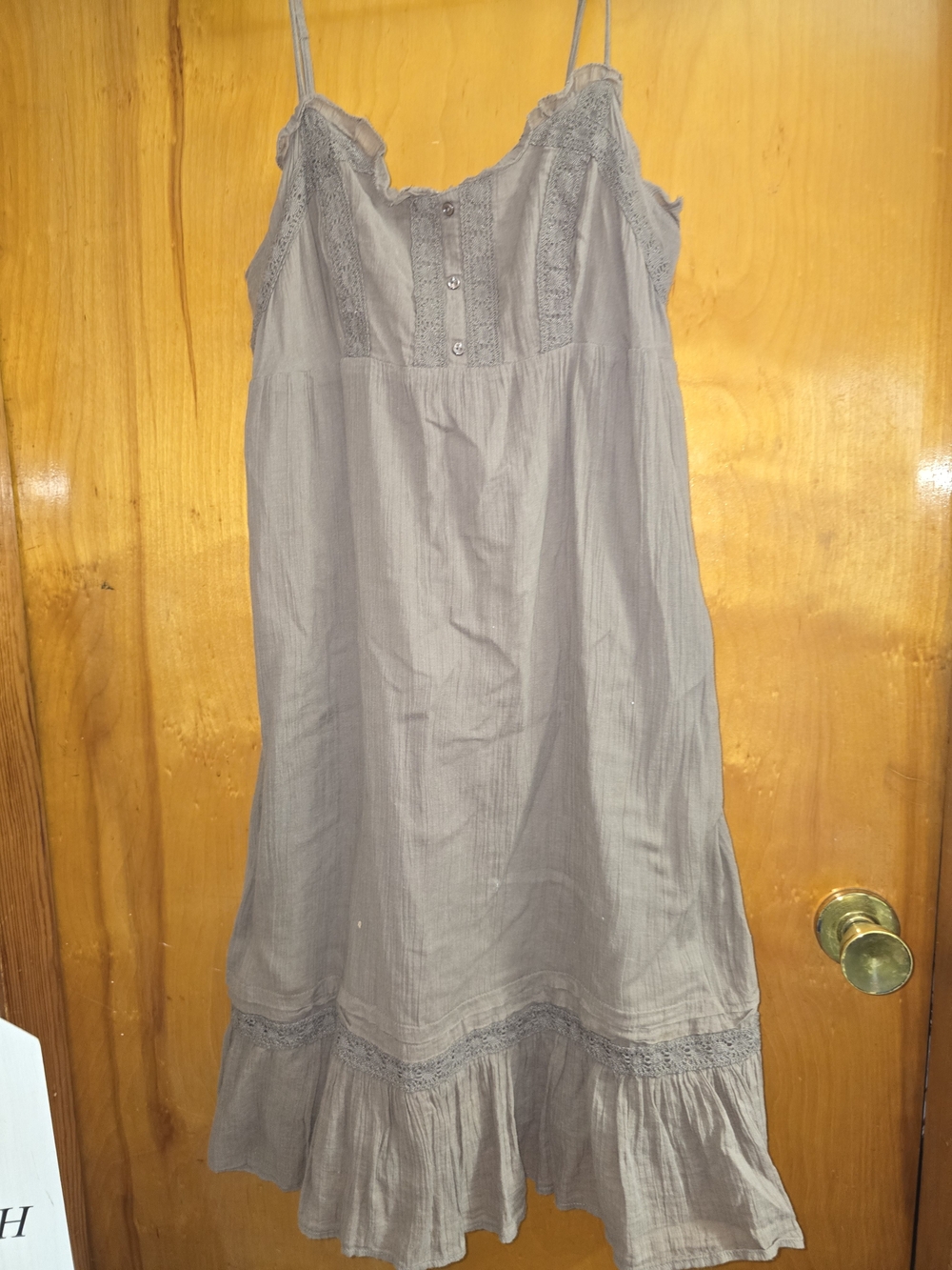 Light Brown Lace-Trim Sleeveless Summer Dress